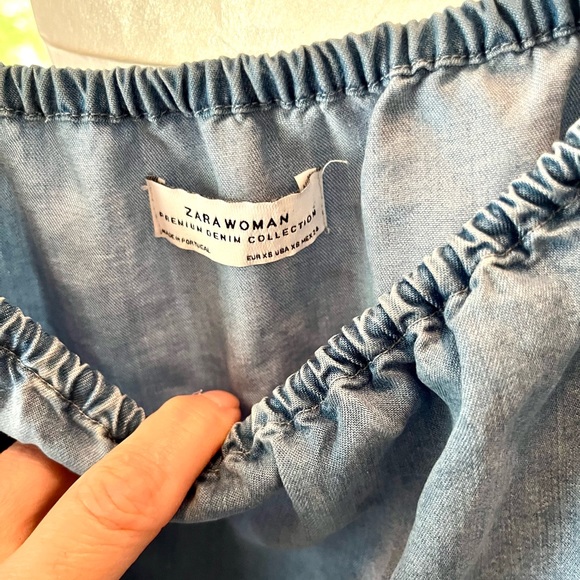 Zara Woman Soft Off The Shoulder Denim Dress - Picture 4 of 7